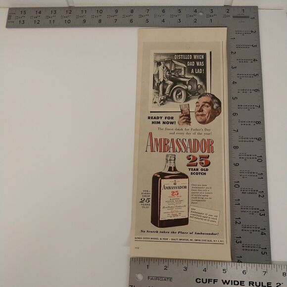 Ambassador‎ 25 Year Old Blended Scotch Whisky - 1950 Vtg PRINT AD Ephemera - Picture 3 of 8